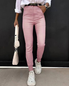 Pantalon de damă cu talie înaltă 6375 roz