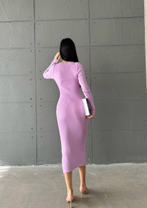 Rochie de damă din tricot cu centură PR5901 violet