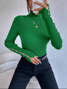 Bluză polo de damă cu mâneci spectaculoase SL5078 verde