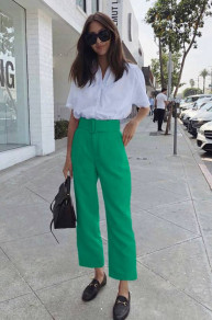 Pantaloni de damă cu centură K6602 verde